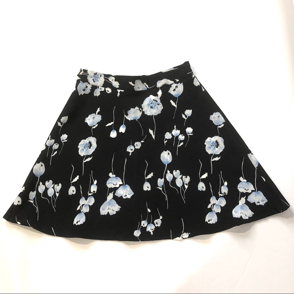 Black Floral Semi-Sheer Mini Skaters Skirt